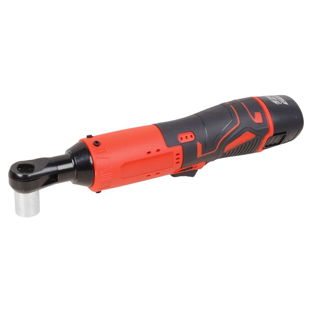 Electric Cordless Ratchet 3/8" 12V Right Angle Wrench Impact Power Tool with 2 Batteries and 7 Sockets