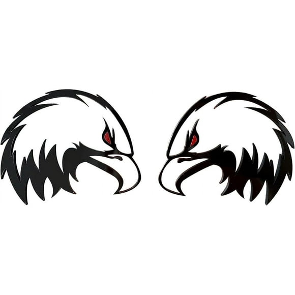 ORUYROP Pair 3D Red Eye USA Eagle Auto Car Emblem Decal Badge Hell Hawk Gloss Black L3.5''xW2.9'' for Jeep Dodge GMC Chevy Ford Toyota J-S2AER-B