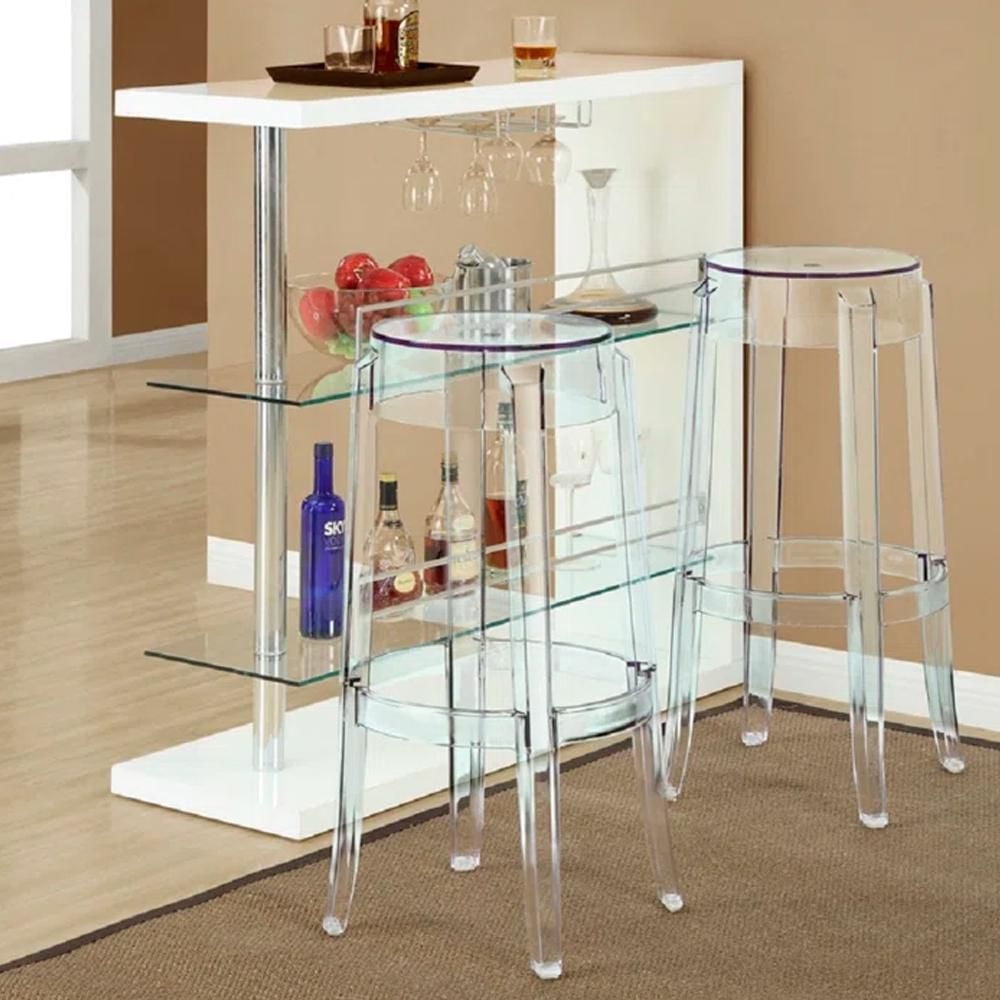 Heavenly Collection Clear Plastic Bar Stool SET OF 2