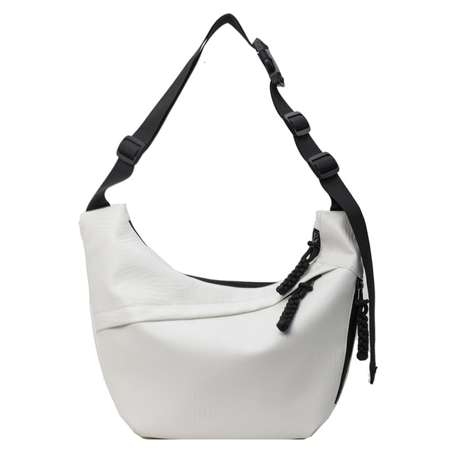 Bolso Hobo para mujeres y hombres bolso de color sólido bolso bandolera informal de cuero PU para uso diario