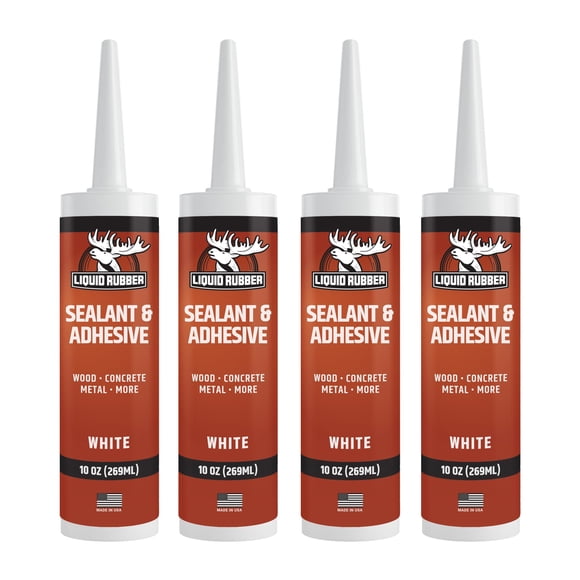Liquid Rubber Caulk - Hybrid Adhesive and Protective Sealant, White, 4 Pack