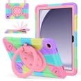 thumbnail image 2 of Case for Samsung Galaxy Tab A11,Anti drop silicone+PC Layer Protective Case 360 ° Rotating Bracelet Handle Stand ,Shoulder Strap, Heavy Duty Shockproof Tablet Case,Colorful Purple,For Galaxy Tab A11, 2 of 7