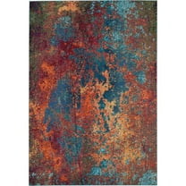 HomeRoots 7' X 10' Blue And Orange Abstract Power Loom Area Rug