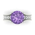 thumbnail image 2 of 3.39 ct Brilliant Round Cut Alexandrite 14k White Gold Solitaire with Accents Engagement Bridal Wedding Ring Band Set size 5.5, 2 of 7