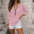 thumbnail image 4 of Oiangi Women's Half Zip Long Sleeve Shirts Crewneck Fashion Streetwear Pullover Tops for Fall Winter Pink M, 4 of 8