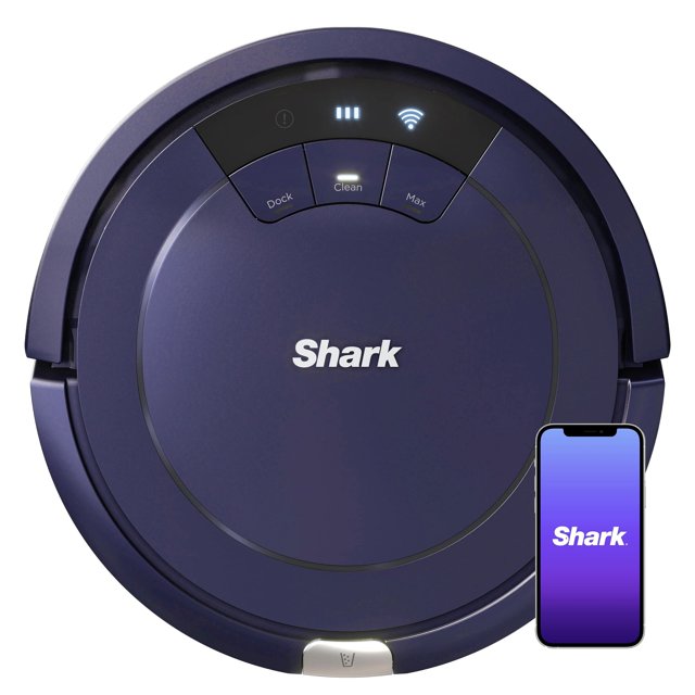Reacondicionado Aspiradora robótica SHARK RV765 ION, conectada a Wi-Fi, 120 minutos de funcionamiento, compatible con Alexa, limpieza de múltiples superficies, azul real oscuro (renovada)