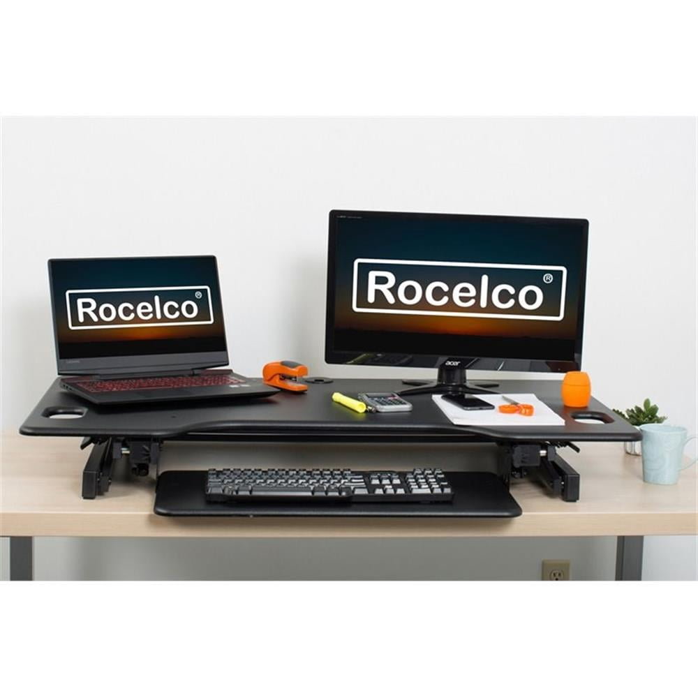 Pemberly Row 46" Large Height Adjustable Standing Desk Converter - Black