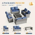 thumbnail image 7 of ELPOSUN 8 Piece Outdoor Sectional Conversation Sets , Wicker Patio Furniture Set，Gray PE Rattan Patio Sofa Set for Balcony, Porch, Backyard, Khaki, 7 of 7