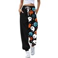 thumbnail image 4 of Blue Halloween Pajama Pants for Women Casual Pj Bottoms for Women Drawstring Lounge Pants with Pockets S, 4 of 9