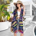thumbnail image 5 of Hamburger Sandwich Fruit Women Swimsuit Cover up V Neck Beach Dress Short Sleeve Vacation Outfits Swimwear, 5 of 7