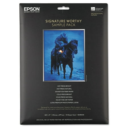 - Epson Signature Worthy Paper Sample Pack, 8-1/2 x 11, Assorted Finishes, 14 Sheets/PK -EPSS045234