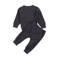 thumbnail image 3 of Kids Baby Solid Color Clothes Set, Baby Rainbow Embroidery Long Sleeve O-neck Tops + Drawstring Waist Long Pants, 3 of 8