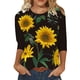 thumbnail image 2 of Camisas Para Mujer Moda O-Cuello Casual Tres Cuartos Estampado de Girasol Tops Camiseta Blusa Odeerbi ODB126694, 2 of 5