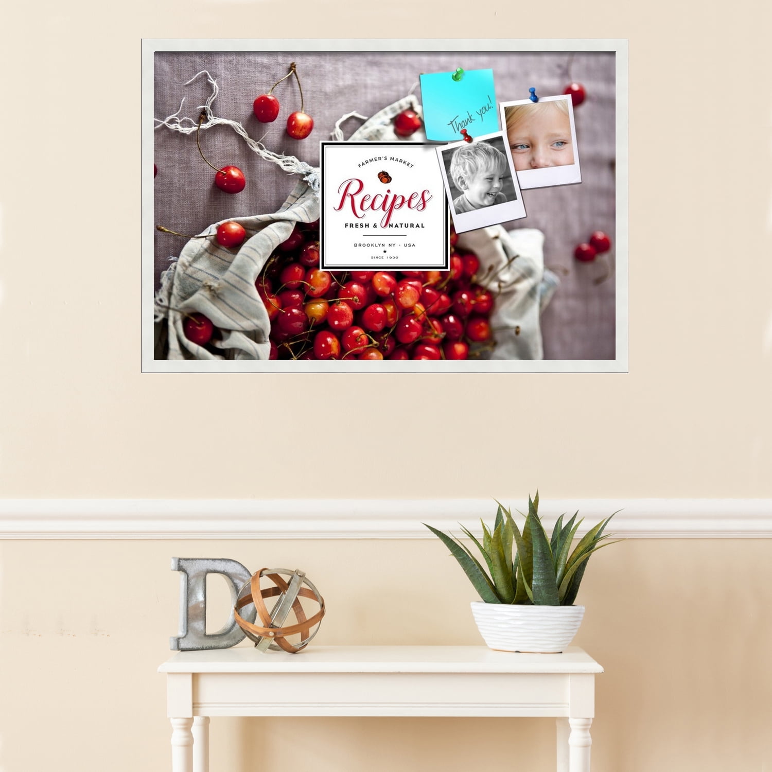 PinPix 36x24 Custom Cork Bulletin Board Bag of Cherries Poster Board Has a Fabric Style Canvas Finish, Framed in Bag of Cherries, by ArtToFrames (PinPix-1366)