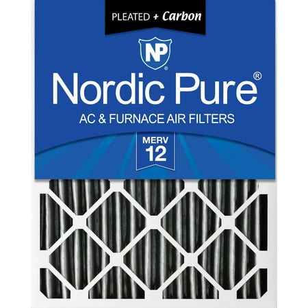 Nordic Pure 20x25x4 (3 5/8) Pleated Air Filter MERV 12 Plus Carbon 1 Pack