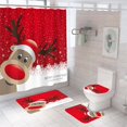 thumbnail image 1 of JM Juego de 4 cortinas de ducha de alce navideño, juegos de cortinas de ducha navideñas con alfombra, tapa de inodoro y alfombrilla de baño para decoración de baño, decoración navideña de baño con 12 ganchos JM RV021031-00288SDJ, 1 of 4