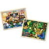 Melissa & Doug Wooden Jigsaw Puzzles Set, Rainforest Animals and Pirate Ship, 48pc