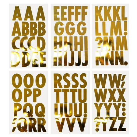 Letter Sticker Box - Big Font Alphabet Letter Stickers, Caps, 3-Inch, 82-Count, Metallic Gold