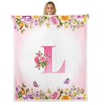 thumbnail image 1 of Erosebridal Letter Initial Fleece Blanket 40x50,Monogrammed Personalized Sherpa Throw,Flower Decor, 1 of 7