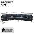 thumbnail image 4 of L Shaped Sectional Sofa with Convertible Chaise, Oversized 6-Seat Corner Couch Set for Living Room, Modern Linen Fabric Sofa with Metal Legs and Storage Ottoman, 4 of 9