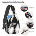 thumbnail image 3 of Crossbody Sling Backpack Harlequin Pattern Black And White Travel Sport Hiking Chest Bag Daypack, 3 of 6