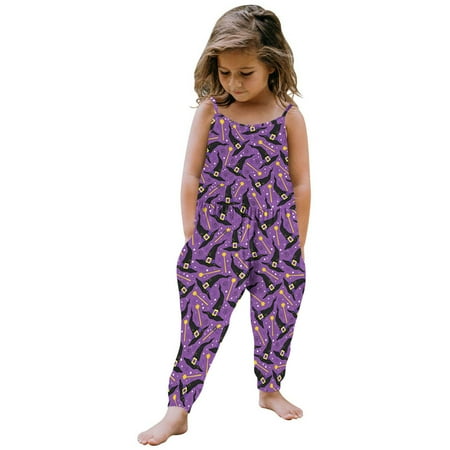 

Juebong Baby Pajamas Toddler Baby Girl Jumpsuit One Piece Sleeveless Strap Romper Harem Pant with Pockets Summer Baby Girls Outfit Clothes Summer Jumpsuits Romper for 2 Years