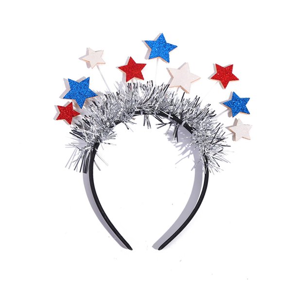AVMBC Diadema del 4 de julio con estrellas brillantes, diadema con estrellas, accesorio para el cabello para decoraciones de fiesta patriótica del Día de la Independencia