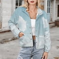 thumbnail image 3 of Jackets for Women Winter Coat Jackets Flannel Stand Collar Jacket(Cloudy Sky Blue Print,Size:S-4XL), 3 of 7