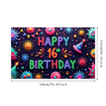 thumbnail image 5 of Colorful Design Happy Birthday Banner Neon Style Sixteenth Birthday Party Decoration for Birthday Party Celebration Event, 5 of 8