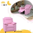 thumbnail image 3 of Qaba Kids Recliner Chair, Kids Leather Sofa Lounge Chair with Armrest, Footrest, Headrest for Boys and Girls 3-9 Years Old, Pink, 3 of 9