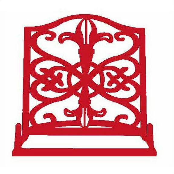 Home Basics Cast Iron, Fleur De Lis Non-Skid Feet Cookbook Stand, Red