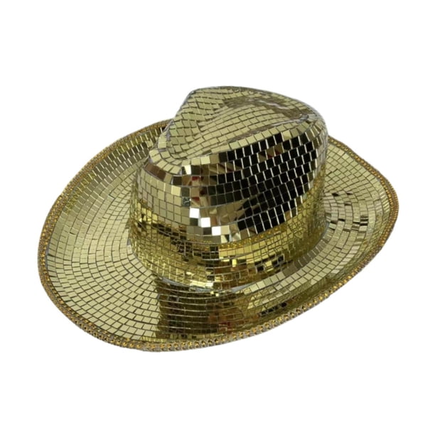 Sombrero de vaquero occidental de ala ancha para accesorios de fotos, festivales y viajes. Oro