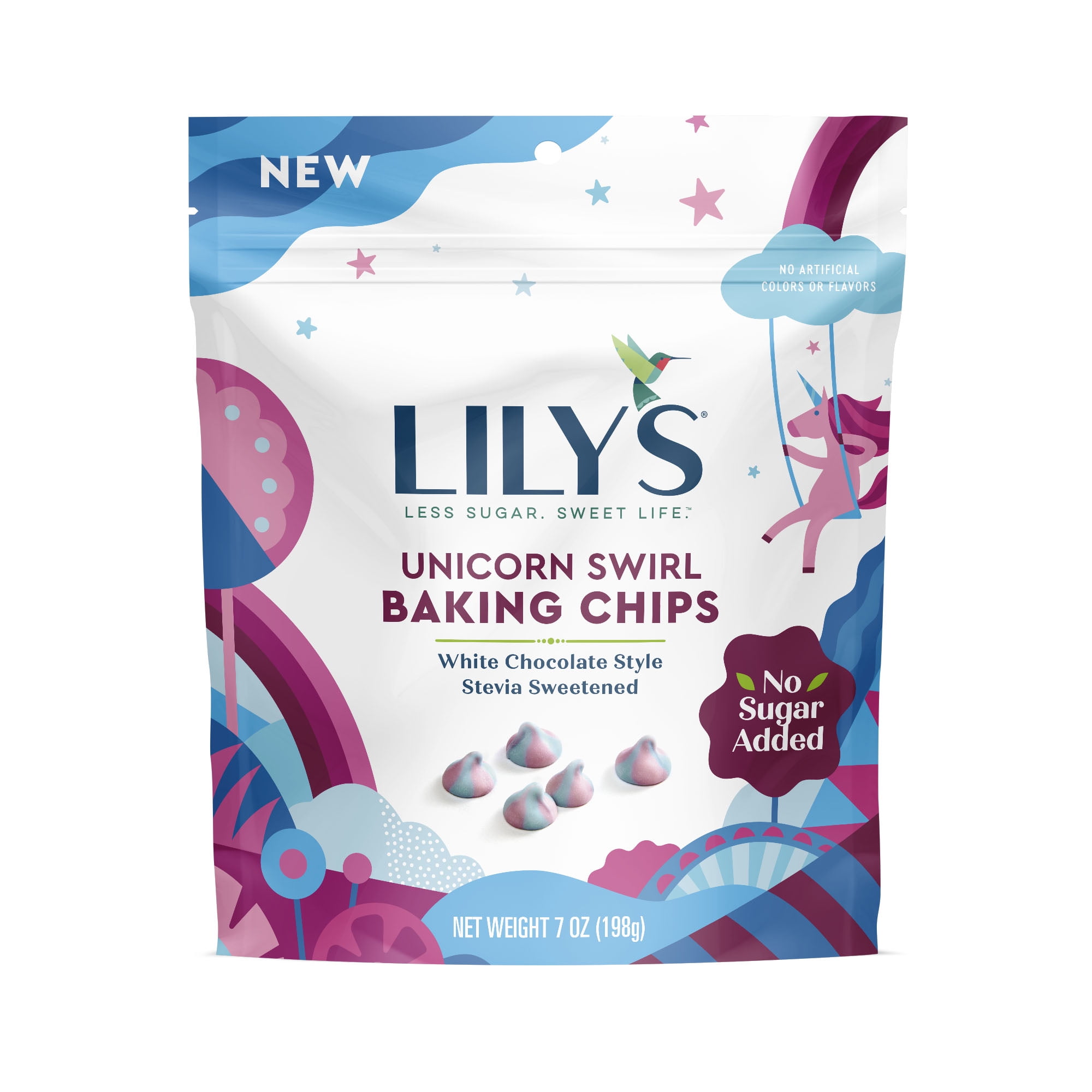 Lily's Gluten-Free Unicorn Swirl White Chocolate Style Baking Chips, 7 oz