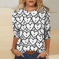 thumbnail image 4 of Hauts pour Femmes T-Shirt à Manches 3/4 à Imprimé Cœur de la Saint-Valentin à Col Rond Noir G, 4 of 6