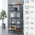 thumbnail image 2 of 4/5-Tier No-Assembly Foldable Storage Rack with Wheels, 750lb Capacity Heavy-Duty Metal Shelving Unit, Portable Tool Organizer for Garage, Kitchen, Basement & Home Organization, 2 of 9