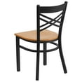 thumbnail image 5 of Flash Furniture 2 Pack HERCULES Series Black ''X'' Back Metal Restaurant Chair - Natural Wood Seat, 5 of 8