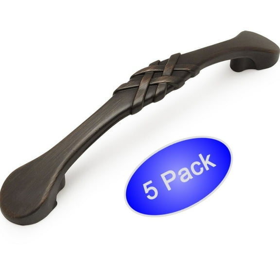 Cosmas 7068ORB Oil Rubbed Bronze Cabinet Hardware Handle Pull - 3-3/4" Inch (96mm) Hole Centers - 5 Pack