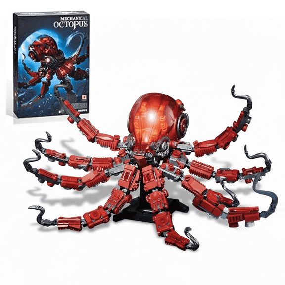 Mechanical Octopus Building Set, Ocean Animal Steampunk Collection Model Kit, STEM Gift for Adults & Teens with LED Light (882 Pcs).