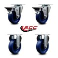 thumbnail image 2 of 4 Inch Solid Poly Wheel Swivel Top Plate Caster Set with 2 Posi Brakes 2 Rigid, 2 of 2