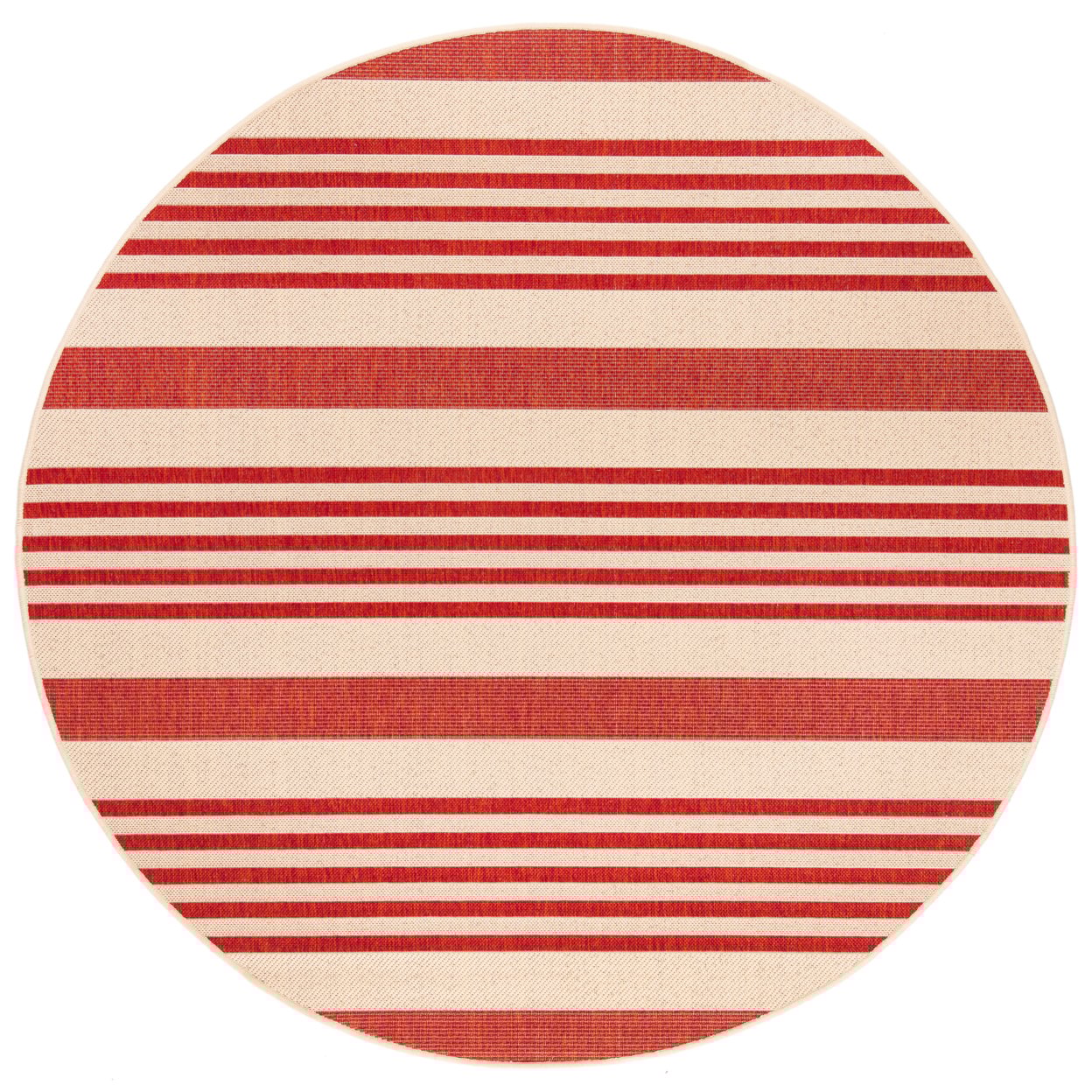 thumbnail image 6 of SAFAVIEH Beach House Henry Striped Indoor/Outdoor Area Rug, Beige/Red, 5'3" x 5'3" Round, 6 of 9
