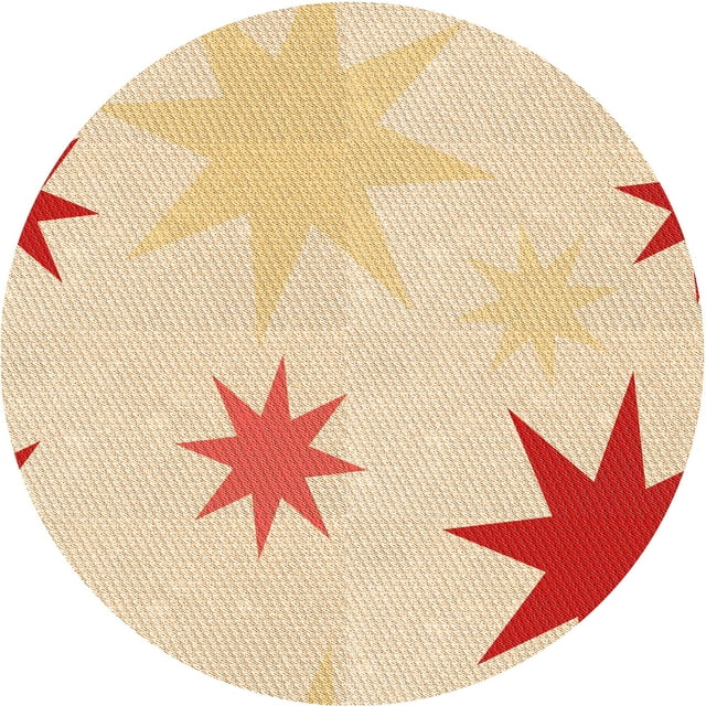 Ahgly Company Machine Washable Indoor Round Transitional Construction Cone Orange Area Rugs, 5' Round