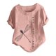 thumbnail image 3 of Gibobby Playera Manga Corta para Mujer Camiseta lino y algodón para mujer, camisetas informales holgadas con estampado, blusas tipo túnica con botones tal(Rosa,M), 3 of 4