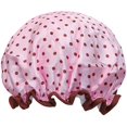 thumbnail image 1 of ORUYROP Allyrew Réutilisables Femmes Imperméables Bonnets de Douche pour Cheveux Longs, Rose Pois, 1 of 4