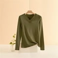 thumbnail image 4 of Xuemjiao Women T Shirt Thermal Tops for Women Lined Shirt Long Sleeve Base Layer V Neck Women's T Shirt Blouses for Women Blusa Mujer (Green,M), 4 of 4
