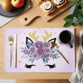 thumbnail image 2 of Purple Rose Antlers Placemats Set of 4, Abstract Art Fancy Flowers Stars Placemats for Dining Table, Place Mats for Kitchen Tabletop, Waterproof Wipeable Dining Table Mats Set, 2 of 9