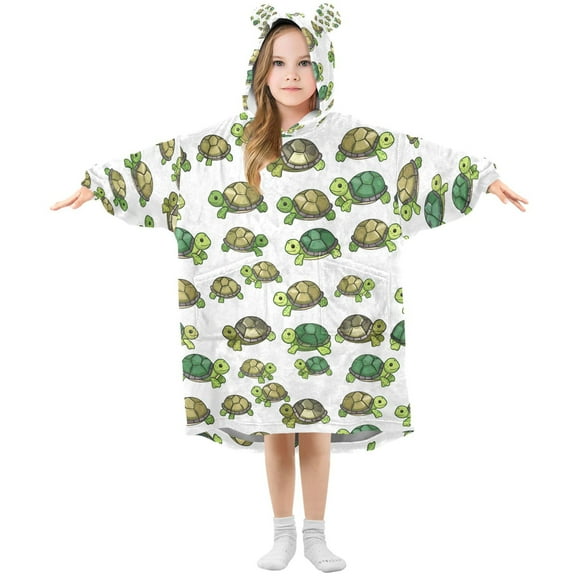 joogoo Wearable Blanket Hoodie for Cartoon Turtles Oversized Sherpa Hooded 3-14 YR M