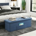thumbnail image 4 of Topbuy Navy storage Ottoman Fabric Folding Storage Chest with Divider Bed End Bench, 4 of 10