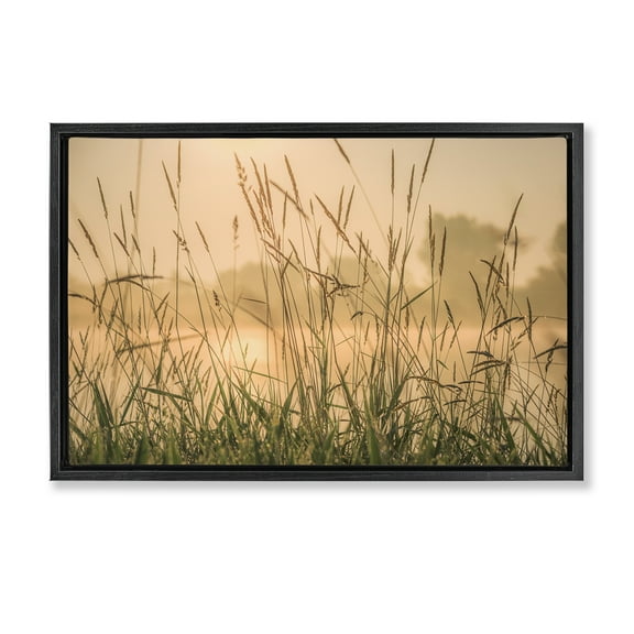Stupell Industries Grassy Country Reeds Landscape & Nature Photography Black Floater Framed Canvas Art Print Wall Art, 25 x 17
