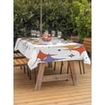 thumbnail image 2 of Outdoor Tablecloth with Umbrella Hole and Zipper, Orange Purple Diamond Rectangle Table Cloth 60x102 Inch Waterproof Tablecloth, Modern Geometric Middle Century Picnic Table Cover for Patio Camping, 2 of 7