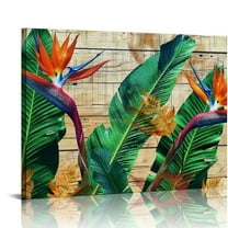 Shiartex Bird of Paradise Canvas Wall Art Tropical Flower Painting Picture Hawaii Theme Prints Artwork Wall Decor Framed  20x16in